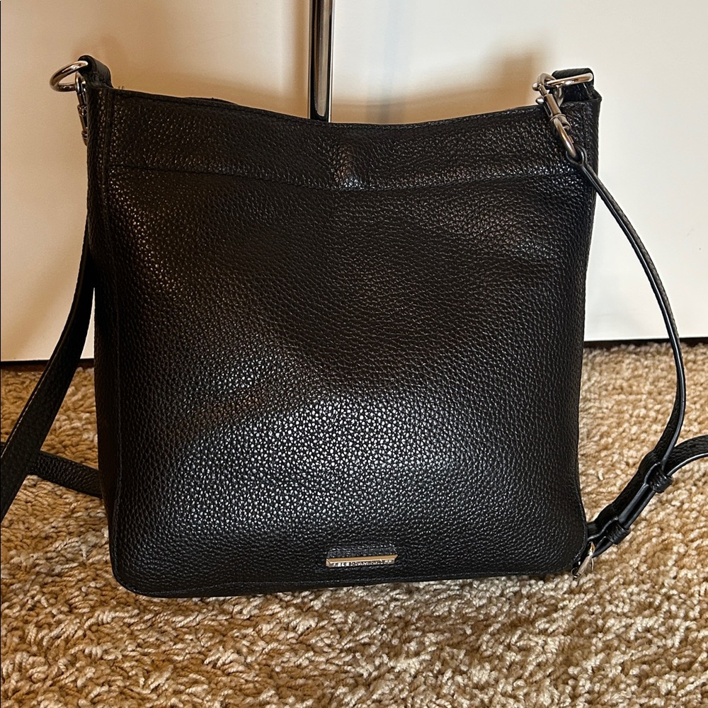 Rebecca Minkoff Darren Stud Black Pebbled Leather Crossbody Shoulder Bag NWOT - Picture 3 of 10